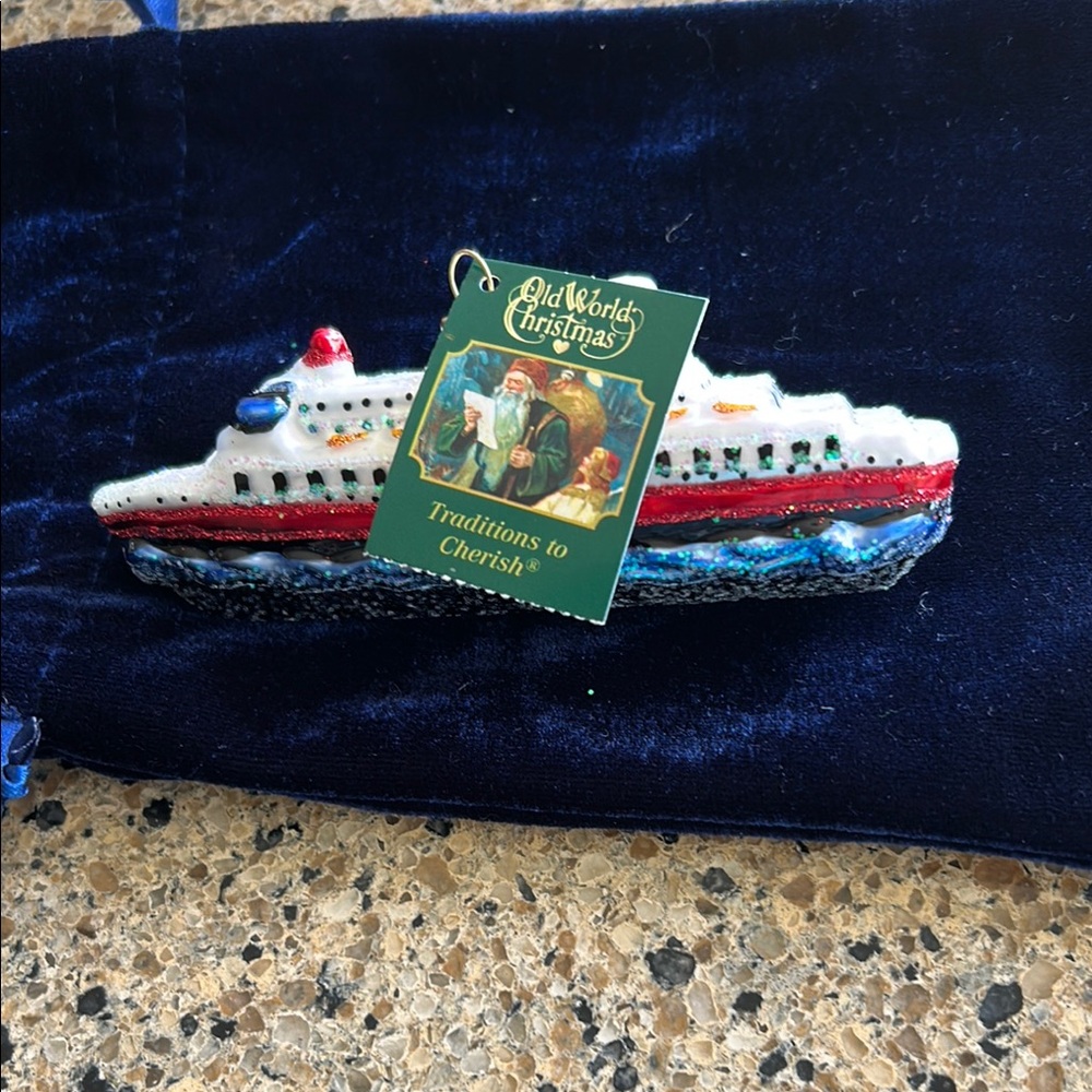 Cruise Ship Ornament - Red, White, Blue